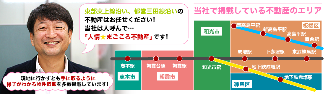 東武東上線沿い、都営三田線沿いの不動産はアイホームズにお任せください!