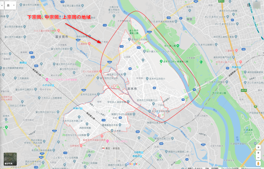 宗岡周辺の地図